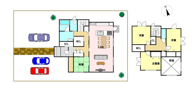 完成済　戸建住宅　竹原町の間取り|各部屋に収納が付いた嬉しい間取りです