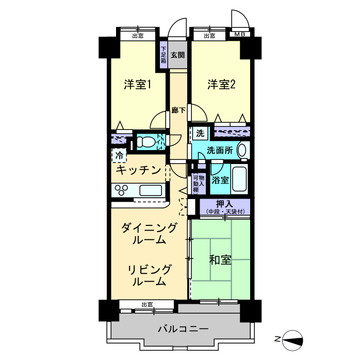 コアマンション長崎ガーデンヒルズの間取り|3LDKの使い勝手のよい間取りです。
