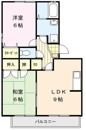 久留米市津福本町のアパートの間取り