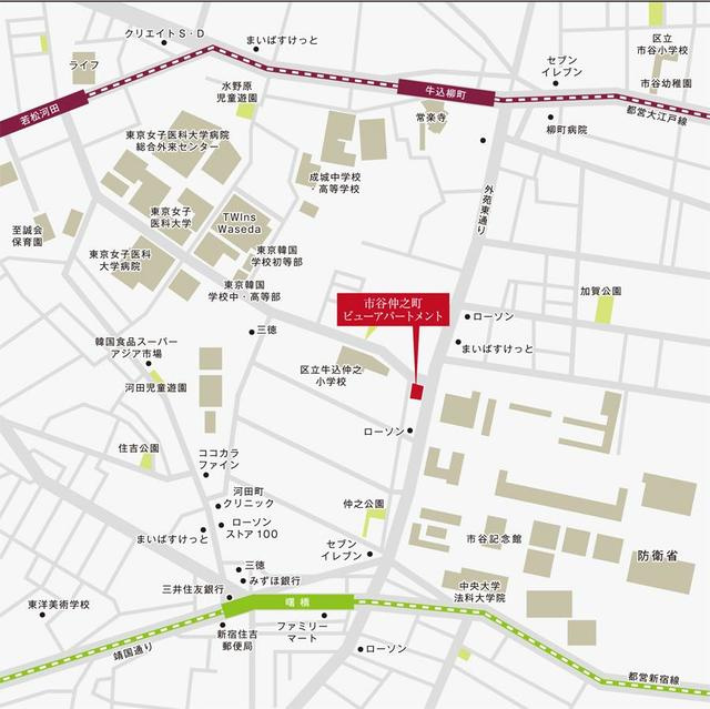 市谷仲之町ビューアパートメントの地図|地図