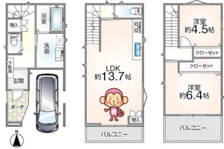 【間取り】 | 高槻市寿町3丁目　中古戸建