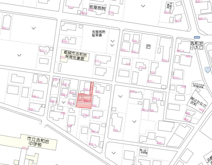 都城市上水流町の売地の土地図