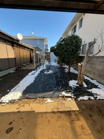 ひたちなか市大字津田　中古戸建の庭|2026年2月9日撮影　防草シート設置
