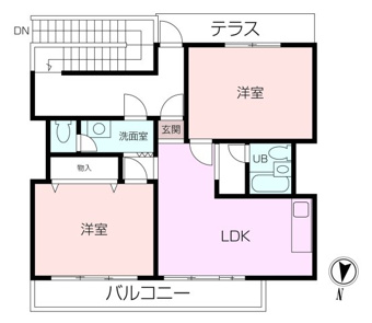 元々は2つのお部屋だったものを繋げた2LDKの間取り