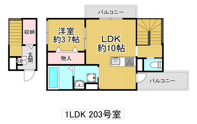 東大阪市南鴻池町１丁目のアパートの間取り