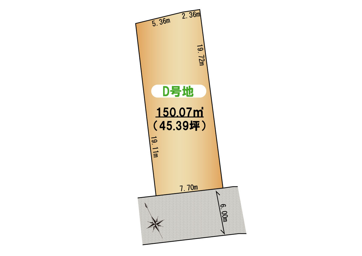 熊取町野田１丁目　建築条件無し売り土地　D号地の土地図|D号地　45.39坪