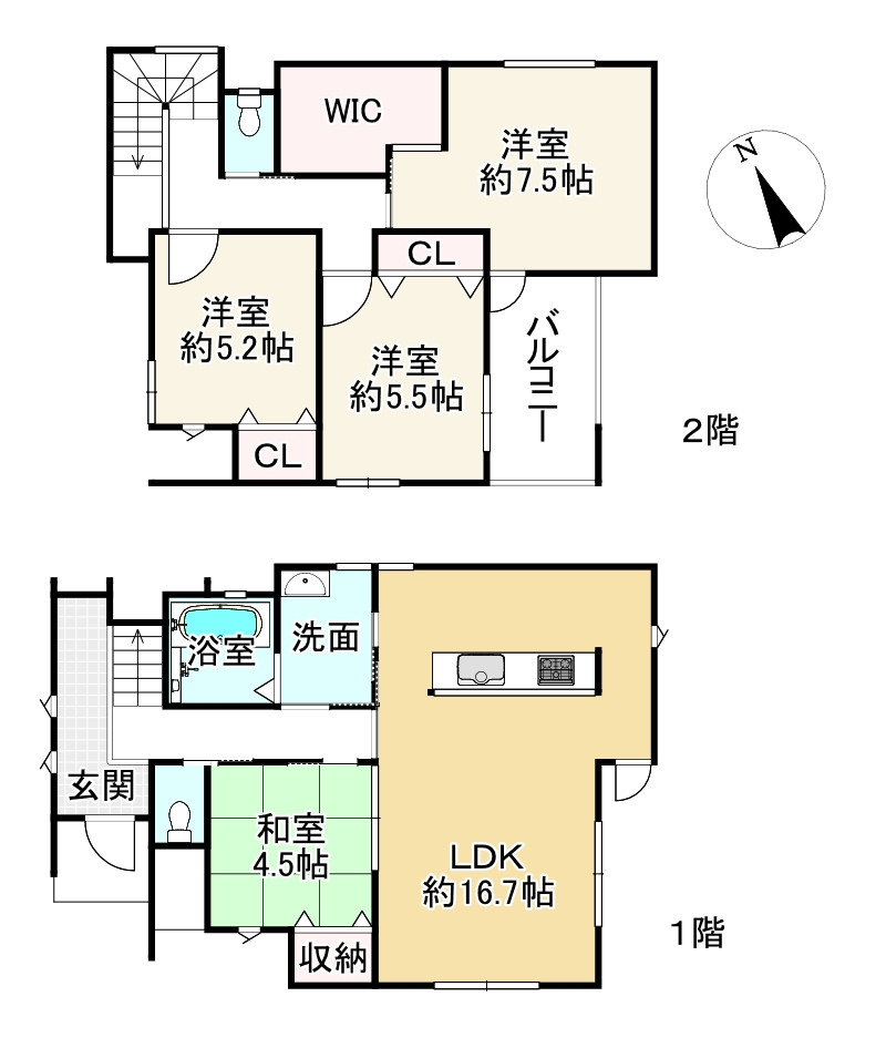 近江八幡市江頭町　中古戸建の間取り