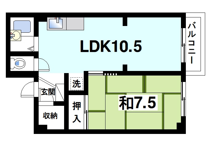 サンレイディアンスOkudaの間取り|2DKの間取りです