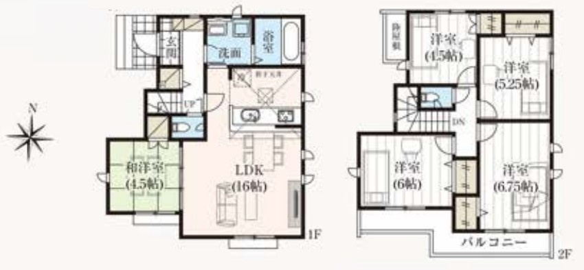八王子市　石川町　新築一戸建て　６期の間取り|～南向き5LDK　陽当たり良好、使い勝手の良い間取りです～