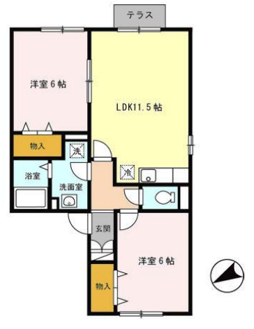 ラフィーネ二ツ屋の間取り