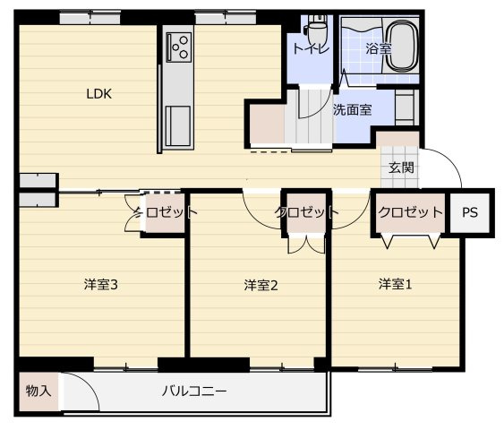 鵜野森団地　M棟５０８号室の間取り