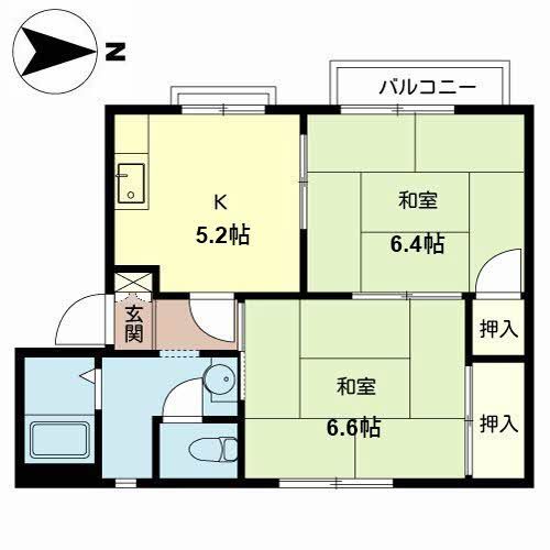 ハイツ鴨谷台B棟の間取り
