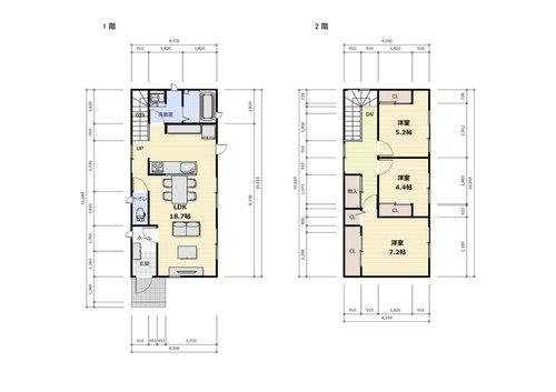 ■□■伯耆町長山売土地■□■の参考プラン|建物プラン例建物価格1780万円、建物面積　　　91.08㎡