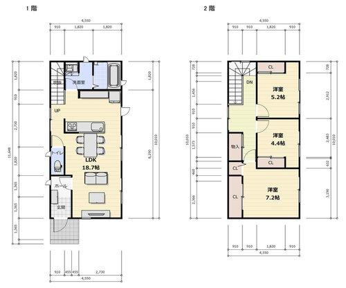 ■□■新十神売土地■□■の参考プラン|建物プラン例（　号地）建物価格1780　万円、建物面積90㎡