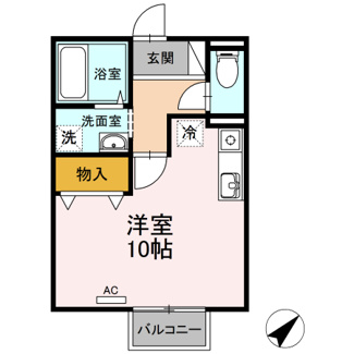 【間取り】 | パティオ深津 | 1Room