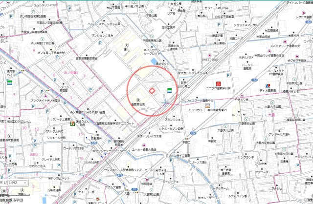 平田月極駐車場の地図