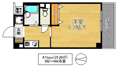 東大阪市徳庵本町の賃貸マンションの間取り