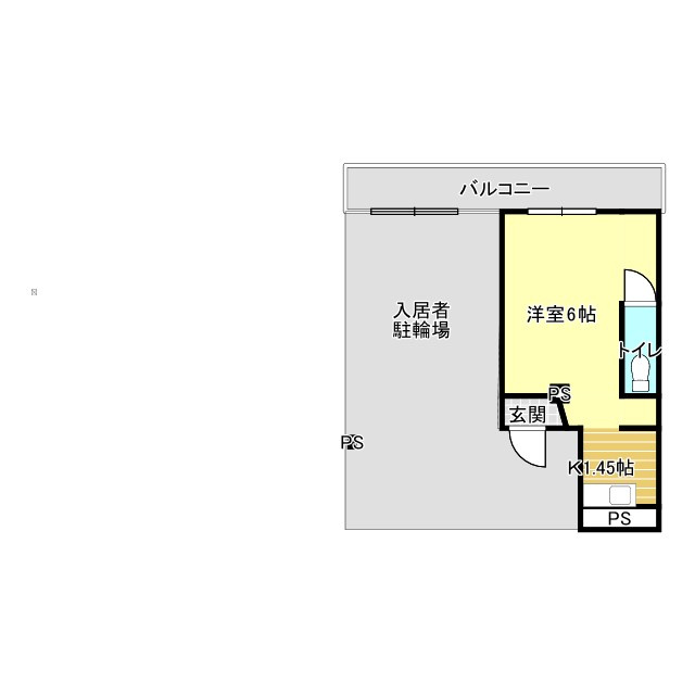 大手町ハイツの間取り|出入口の入居者専用駐輪場には、他の部屋の入居者の方の自転車も駐輪されます。