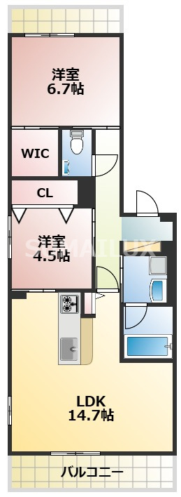 熊本市中央区出水３丁目の賃貸マンションの間取り