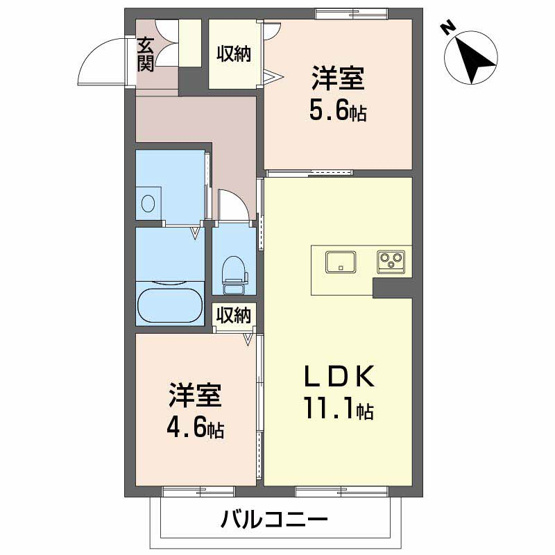 【間取り】 | シャーメゾンルシエール | 2LDKのお部屋です