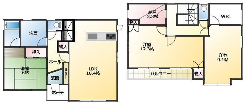 神川町大字新里　中古1200ｵｰﾅｰﾁｪﾝｼﾞ(売賃貸住宅）の間取り|間取図