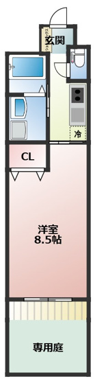 【間取り】 | ソラナ宮本 | 庭付き1Kのお部屋です