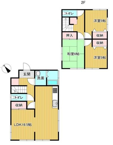 杉戸町清地６丁目　中古一戸建ての間取り|全居室収納がありお部屋を広くお使い頂けます♪