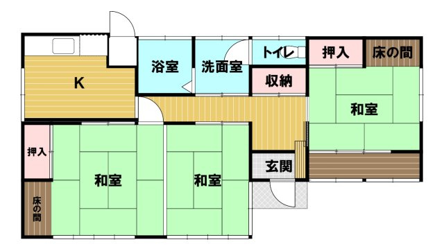 中古戸建　原市　平屋の間取り