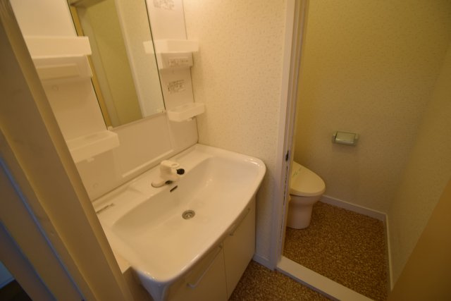 佐久間ハイツＡの洗面所|独立洗面台付きです。