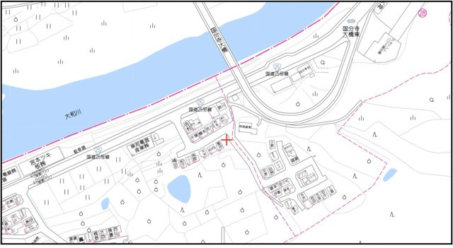 柏原市国分東条町売土地の地図
