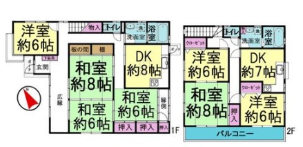 明石市西新町1丁目　中古の間取り|●年中無休●7DDKKの2世帯住宅です♪ワイドバルコニー♪カーポート付2台駐車可！