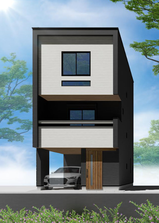 台東区今戸２丁目新築戸建の外観パース|完成予想図