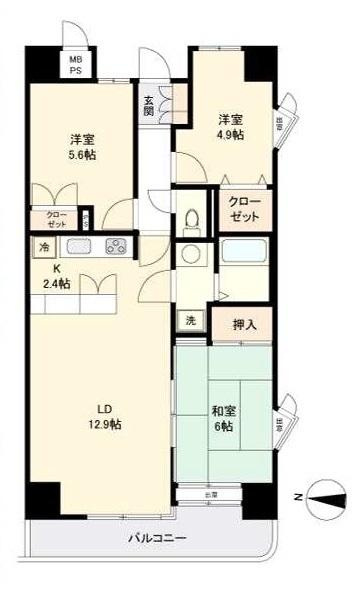 朝日プラザ十番丁　オーナーチェンジ物件の間取り