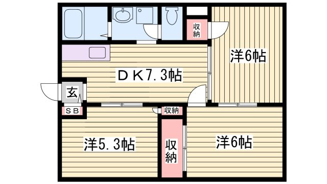 三木市別所町小林のアパートの間取り