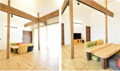 【居間・リビング】 | つくば市上郷 | 柱を露出させ木の暖かさが伝わるリビングです