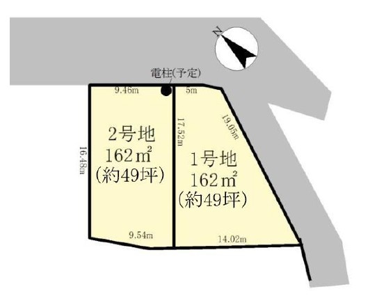 野洲市乙窪2号地　建築条件無し売土地の土地図