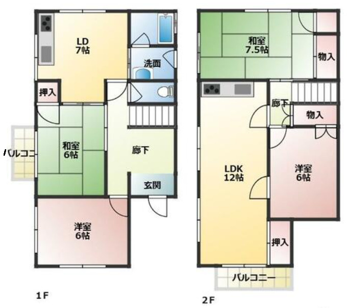 加古川市野口町坂井　中古戸建の間取り|5DKです。