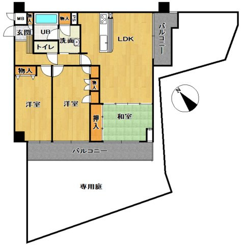 ライオンズマンション東加古川　1階の間取り|3LDKです。