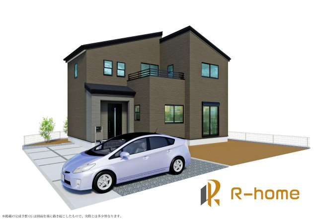 ひたちなか市武田第4　新築戸建て　1号棟の外観パース|2025年2月完成予定！近隣の同仕様完成物件をご見学いただけます♪