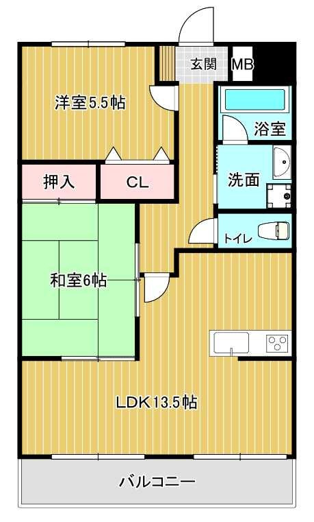 オークヒルズ山口の間取り|※反転