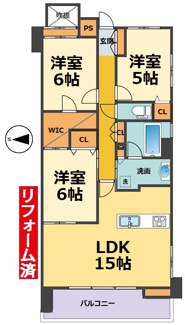 【間取り】 | ステイツ上甲子園ゆりのき通り（リノベーション済）（春風小・上甲子園中・甲子園口駅） | ステイツ上甲子園ゆりのき通り