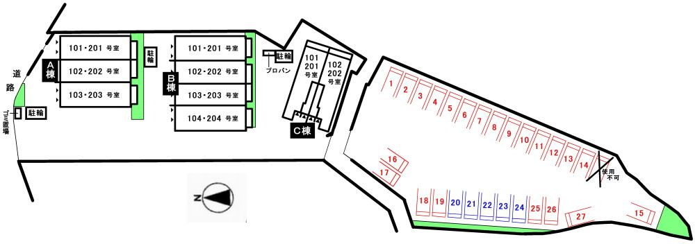 松岡ハイツ　Ｂの駐車場|駐車場