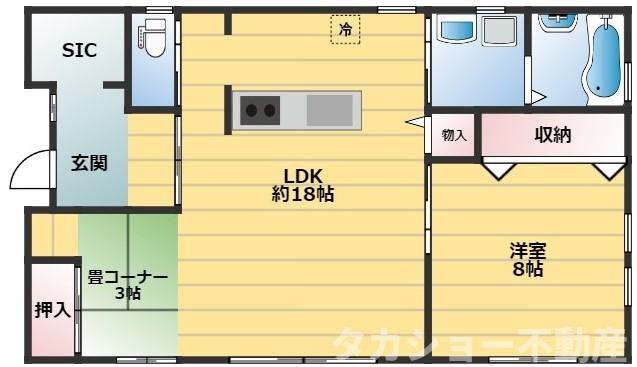【間取り】 | 袖ケ浦市袖ヶ浦駅前2丁目　平屋住宅