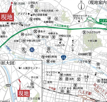 『八王子市新築戸建て』八王子市犬目町96【仲介手数料無料】　３７期の地図|～仲介手数料無料☆八王子ひなた不動産～八王子市犬目町　新築戸建て
