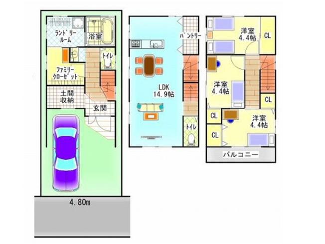 【参考プラン】 | 山科区東野中井ノ上町　売地（建築条件付き）