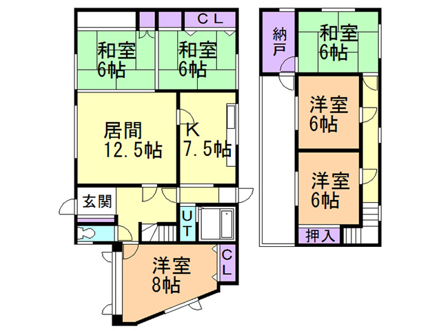 室蘭市白鳥台４丁目４１－７戸建の間取り