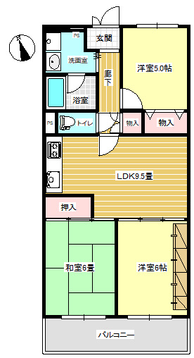 【間取り】 | 六高台サンハイツ B棟