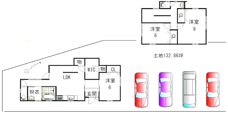 阪南市自然田　中古戸建の間取り|土地132.86坪（傾斜地を含む）・是非現地をご覧ください・令和２年６月築