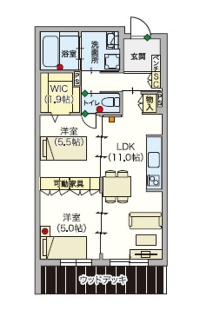 (シニア限定)Village　Tokuden　Parkの間取り|★シニアに優しい充実した設備★