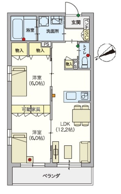 （シニア限定）AI・Grandir片瀬の間取り|シニア向けの充実した設備